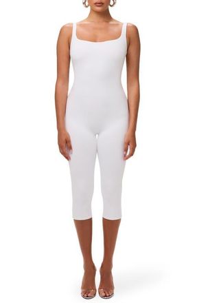Naked Wardrobe Stretch Jersey Capri Jumpsuit in White at Nordstrom, Size Large