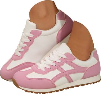 Generic Womens Low Top Lady Sneakers - Lace-Up Shoes for Women Pink Women Sneakers with Memory Foam Insole Womens Retro Sneakers Non-Slip Womens Shoes