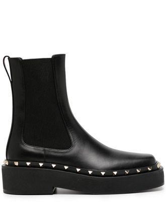 Valentino Garavani Rockstud M-Way Beatle leather boots - Black