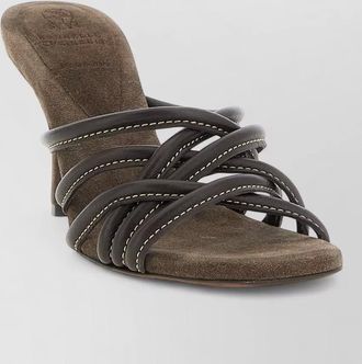 Brunello Cucinelli leather sandals open toe stiletto heel straps
