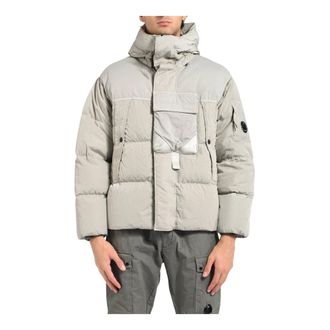 C.P. Company Down Jackets, male, Gray, Size: 2XL Eco-Chrome R Mixed Hooded Down Jacket