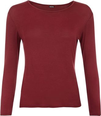 Purple Hanger New Ladies Plain Stretch Fit Long Sleeve Womens T-Shirt Round Neck Basic Top (UK, Age, 7 Years, 8 Years, Regular, Burgundy)