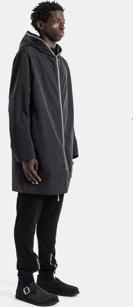 Rick Owens Mens Black Gimp Mac Zipped Hooded Coat
