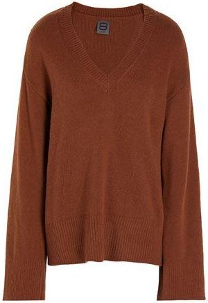 8 by YOOX RIBBED KNIT V-NECK OVERSIZED SWEATER