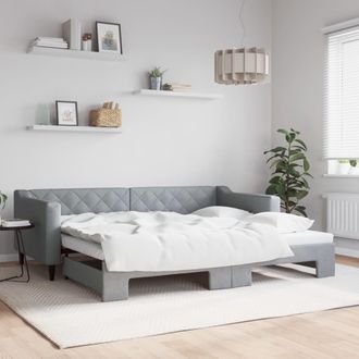 vidaXL Sof&aacute; Cama Nido Tela Gris Claro 90x200 Cm Vidaxl