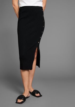 Daniel Hechter Strickrock HECHTER PARIS, Damen, Gr. 38, schwarz, Rippstrick, Obermaterial: 70% Viskose, 30% Polyamid, unifarben, figurbetont ca. Mitte Wade, R&ouml;cke St