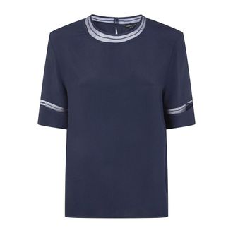 Fabiana Filippi Camiseta con ribete de malla - Tops - Mujer - Azul - S