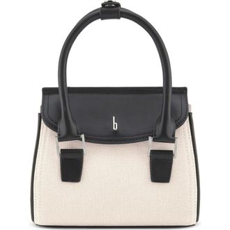 Behno Mini Coco Canvas & Leather Satchel in Sand/Black at Nordstrom