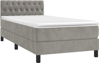 vidaXL Vidaxl - Cama Box Spring Con Colch&oacute;n Terciopelo Gris Claro 100x200 Cm