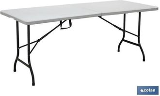 cofan Mesa Plegable Rectangular Blanca Con Bloqueo De Seguridad 180x75x72 Cm