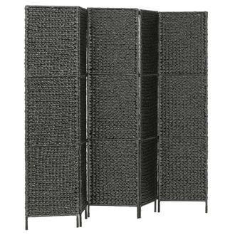 Berkfield Home 5-Panel Room Divider Black 193x160 cm Water Hyacinth