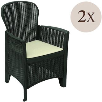 Dmora Set di 2 sedie da esterno Como, Seduta da giardino, Per indoor o outdoor, Con braccioli, Made in Italy, 59x57 h86 cm, Antracite - Dmora