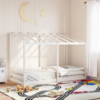 vidaXL Cama Infantil Con Techo Madera Maciza Pino Blanca 90x200 Cm Vidaxl