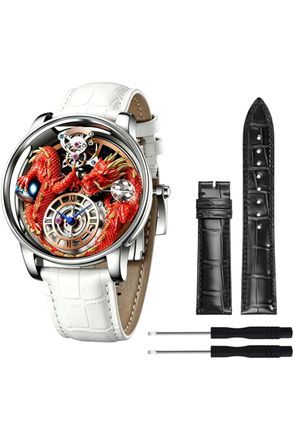 Invicta Objet D Art 70577 Herenhorloge - Quartz Uurwerk - Roestvrij Staal met Rode Wijzerplaat - 45 mm - Dragon Edition