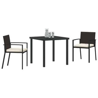 Berkfield Home Modern 3 Piece Garden Dining Set Black Poly Rattan