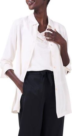 Nic+Zoe Crepe Mix Button-Up Shirt in Classic Cream at Nordstrom Rack, Size X-Small