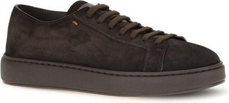 Santoni Mens Brown Calf Leather Bos Taurus Sneakers
