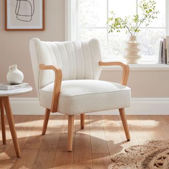 GFW Enzo Boucle Teddy Accent Chair in Cream