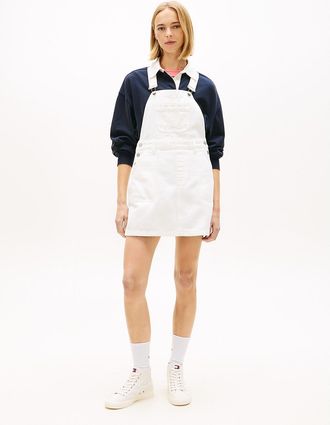 Tommy Hilfiger Womens Tommy Jeans Denim Overall Mini Dress - Blue - L