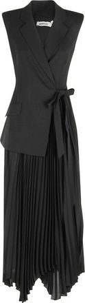 SIMKHAI Tailored Black Blazer Dress With Pleated Midi Skirt