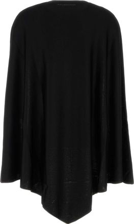 Balenciaga Womens With Cape Sweater Black Exterior Viscose Nylon