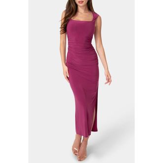 Bebe Square Neck Midi Dress in Magenta at Nordstrom Rack, Size Large