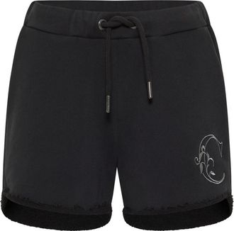 Carlo Colucci Sweat Short met Borduring - Dames - Bermuda - Zwart - XS - Katoen - Korte Broeken