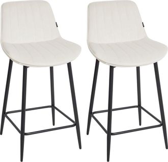 Beliani Beliani - Conjunto De 2 Sillas De Bar De Terciopelo Patas De Acero Negro Sin Reposabrazos Comedor Beige Claro Dubrovnik