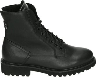 Durea Sportieve Zwarte Leren Schoenen - Dames - Veterlaarzen - Zwart - 41 EU - Schoenen