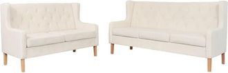 vidaXL Conjunto De Sof&aacute;s 2 Piezas Tela Blanco Crema Vidaxl