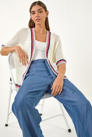 Roman Pattern Crochet Knit Cardigan