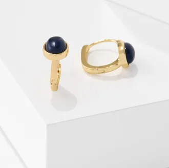 Talbots Cabochon Hoop Earrings - Indigo/Gold - 001 Talbots