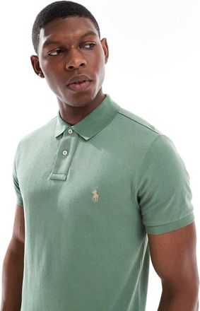 Polo Ralph Lauren Polo slim in piqué verde chiaro con logo iconico