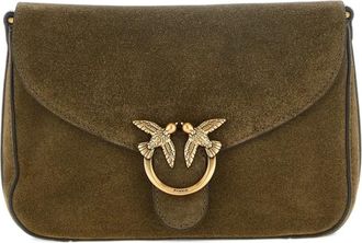 Pinko Pinko - Love Satchel Mini Crossbody - Dames - Tassen - Groen - Maat: ONE Size Katoen