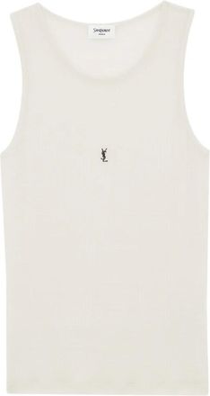 Saint Laurent Sleeveless Tops, female, White, Size: L Saint Laurent Shirts