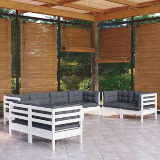vidaXL Juego De Muebles De Jard&iacute;n 8 Pzas Y Cojines Madera Maciza Pino Vidaxl