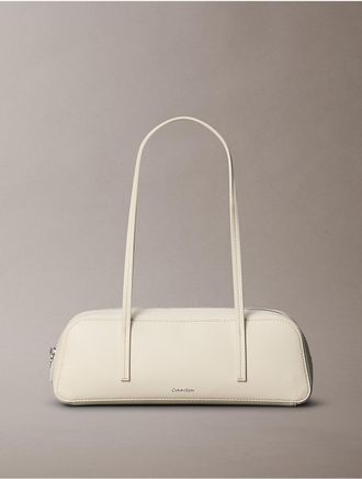 Calvin Klein Womens Foil Logo Slim Shoulder Bag - White