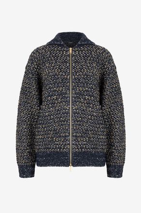 Fabiana Filippi Tweed-Strick-Bomberjacke mit Pailletten