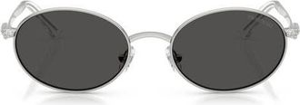 Swarovski 53mm Oval Sunglasses in Silver /Dark Grey at Nordstrom