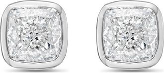 Diana M. Jewels 14KT WHITE GOLD LAB GROWN CUSHION CUT STUDS IN A BEZEL SETTING WEIGHING 6.00 CTS TW