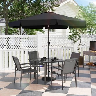 OUTSUNNY 5 Pieces Outdoor Dining Table & 4 Armchairs, Garden Dining Set, Grey