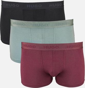 HUGO BOSS Mens HUGO 3-Pack Cotton Stretch Boxer Trunks, Black, Green, Red - Size: 32/34/35