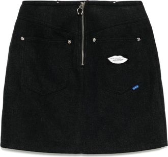 Sjyp Gonna denim con strass - Nero