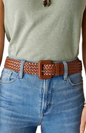 Carve Designs Woven Leather Belt in Dark Brown at Nordstrom, Size Large