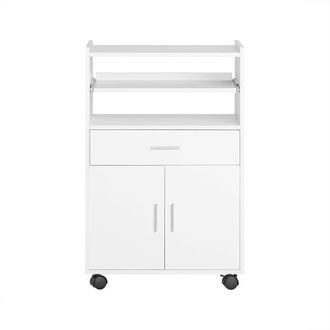 SoBuy Aparador auxiliar de cocina para microondas aglomerado blanco