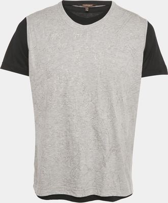 Roberto Cavalli Grey Embroidered Jersey Layered T-Shirt