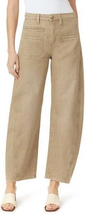 Habitual Evie High Front Patch Ankle Barrel Leg Jeans in Brown Rice at Nordstrom Rack, Size 27