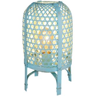 Globo Lighting Cairo L&aacute;mpara De Mesita De Noche Azul Antigua 1x E27