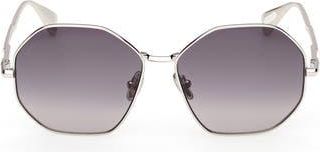 Max Mara 57mm Geometric Sunglasses in Ruthenium /Gradient Smoke at Nordstrom Rack