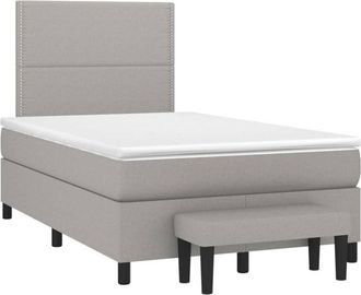 vidaXL Vidaxl - Cama Box Spring Con Colch&oacute;n Tela Gris Claro 120x200 Cm